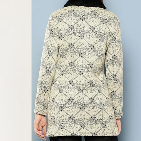 Aarika Womens Casual Wear Purple Colour Abstract Woolen Cardigan