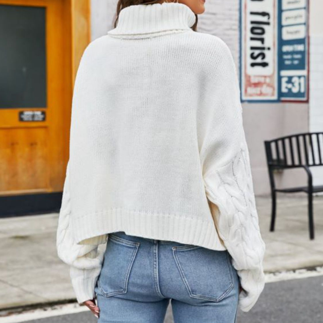 Turtle Neck Cable-Knit Sweater