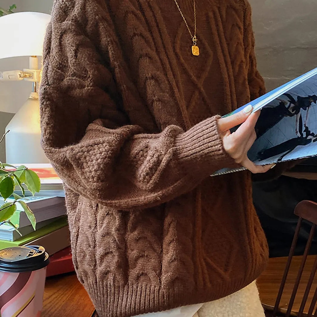 DAZY 1pc Cable Knit Drop Shoulder Sweater,Fall Clothes