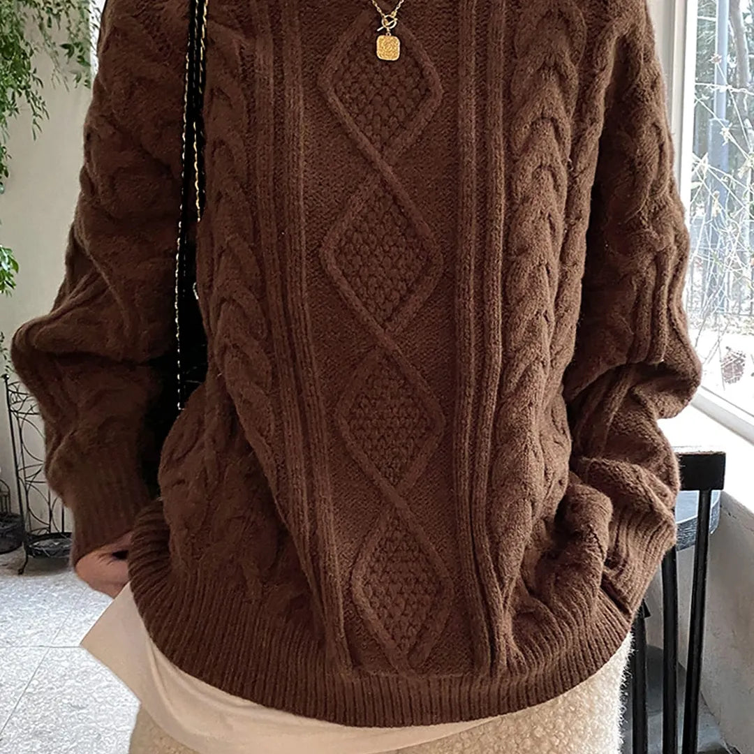 DAZY 1pc Cable Knit Drop Shoulder Sweater,Fall Clothes