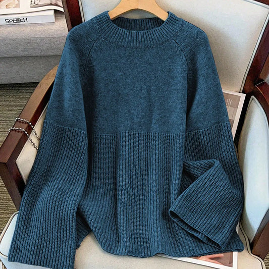 GlowEve CURVE Plus Size Women Loose Casual Raglan Sleeve Knitted Pullover Sweater, Winter