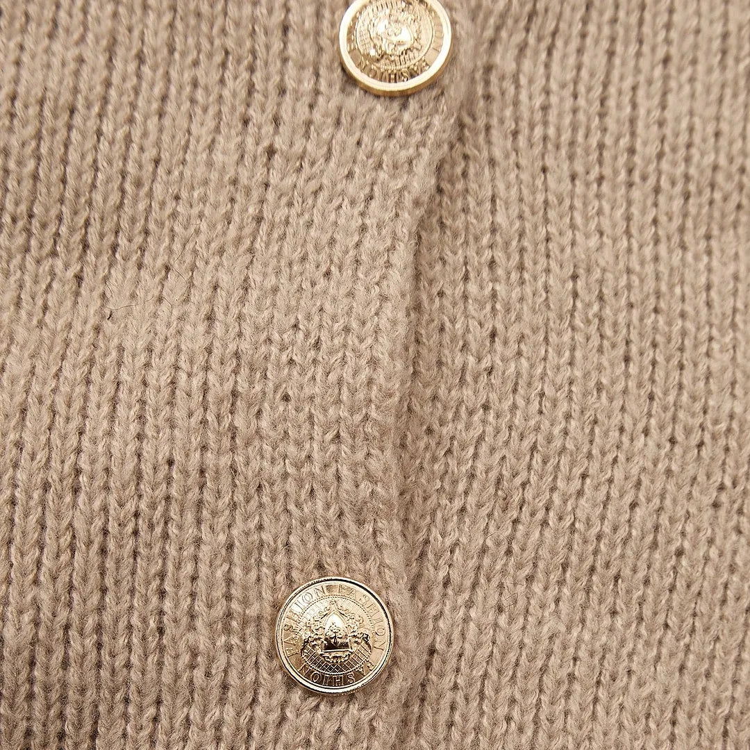 2025 Women's Autumn/Winter Sweater, Fashion New Style - Casual Loose Fit Knit Cardigan With Metal Buttons, Long Sleeve Sweater Coat,Christmas New Year