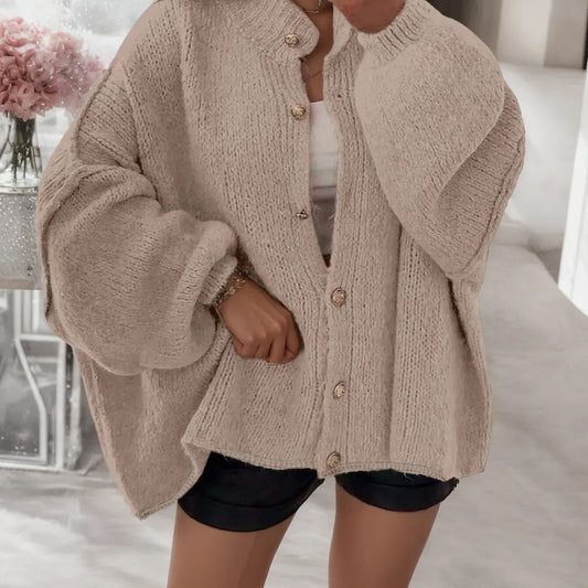2025 Women's Autumn/Winter Sweater, Fashion New Style - Casual Loose Fit Knit Cardigan With Metal Buttons, Long Sleeve Sweater Coat,Christmas New Year