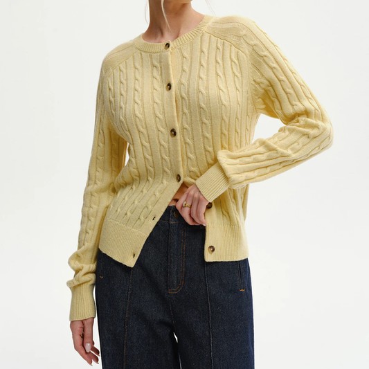 Cable-Knit Buttoned Cardigan