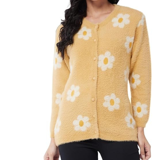 Modeve Floral Print Round Neck Casual Women Sweater