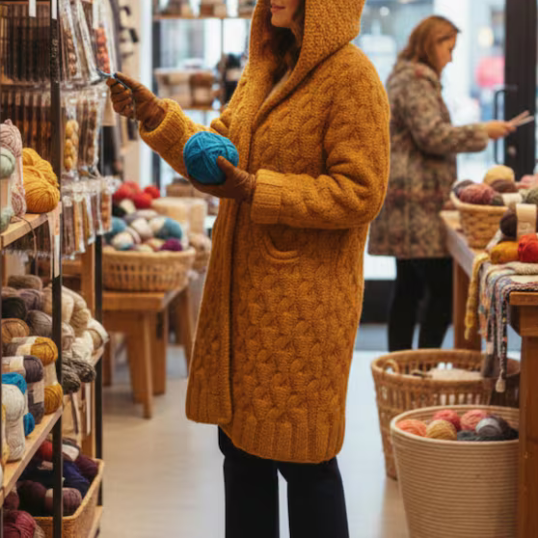 Chunky Cable Knit Cardigan PDF Pattern | Hooded Long Cardigan Knitting