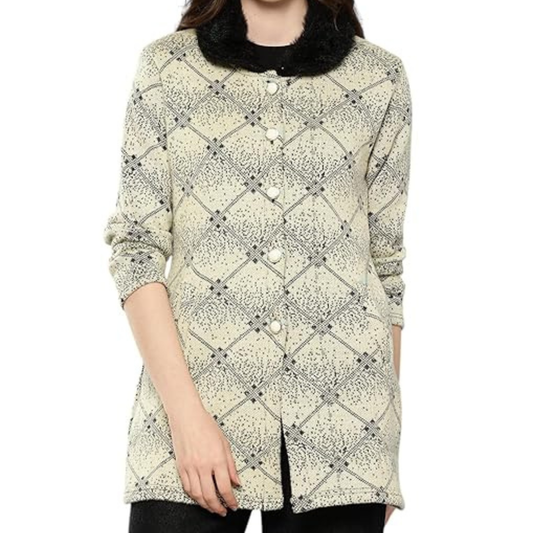 Aarika Womens Casual Wear Purple Colour Abstract Woolen Cardigan