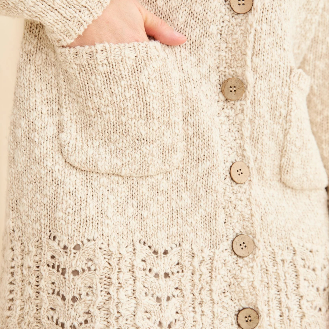 Eriu Cotton-Linen Long Line Cardigan - Cream