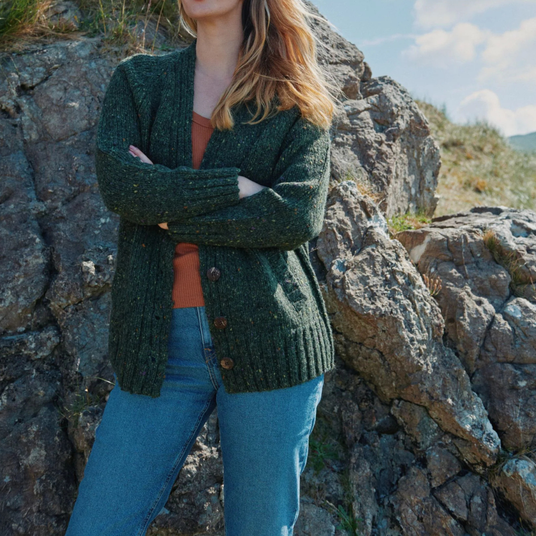 Bonny Glen Ladies Tweed Cardigan - Green