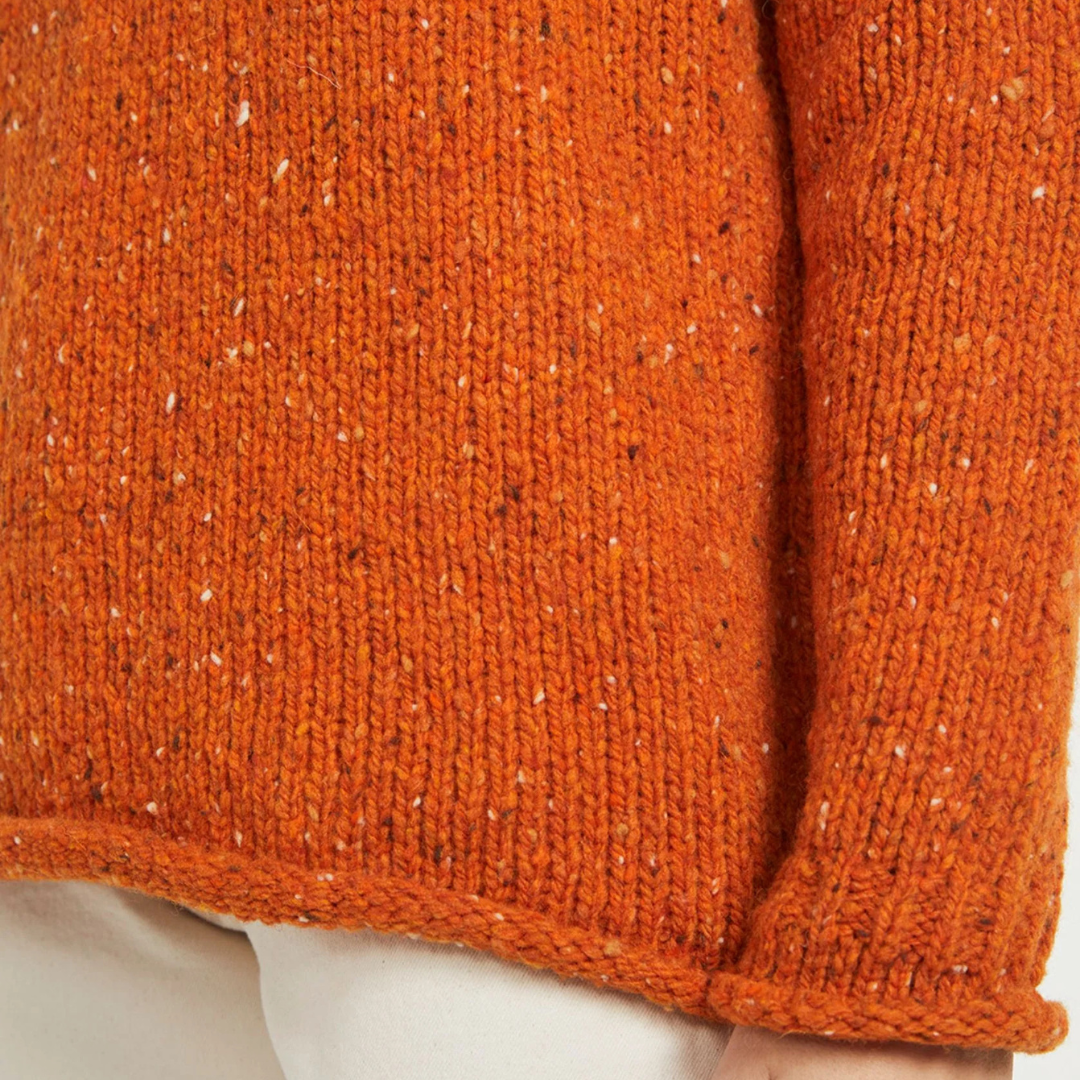 Brackloon Tweed Roll Neck Ladies Sweater - Orange
