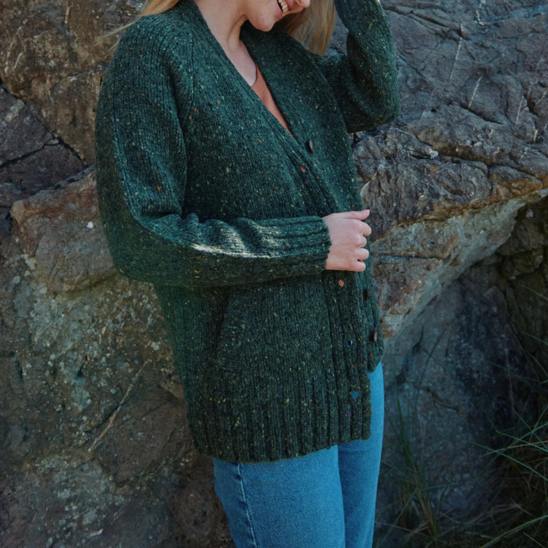 Bonny Glen Ladies Tweed Cardigan - Green
