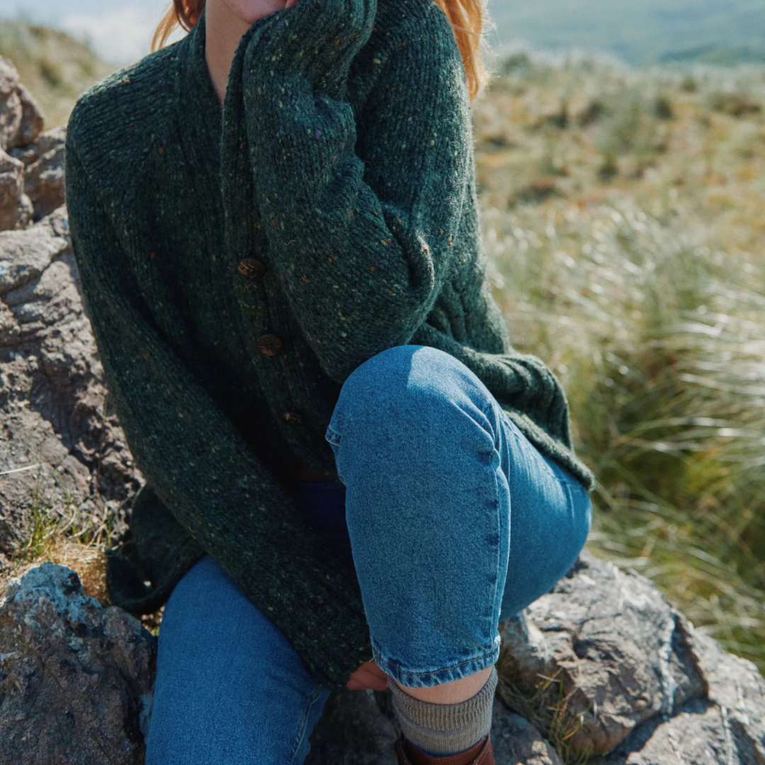 Bonny Glen Ladies Tweed Cardigan - Green