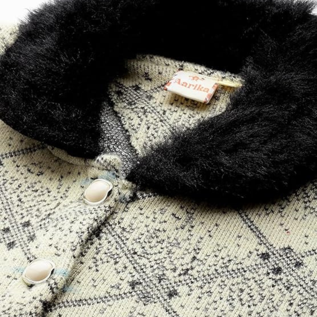 Aarika Womens Casual Wear Purple Colour Abstract Woolen Cardigan