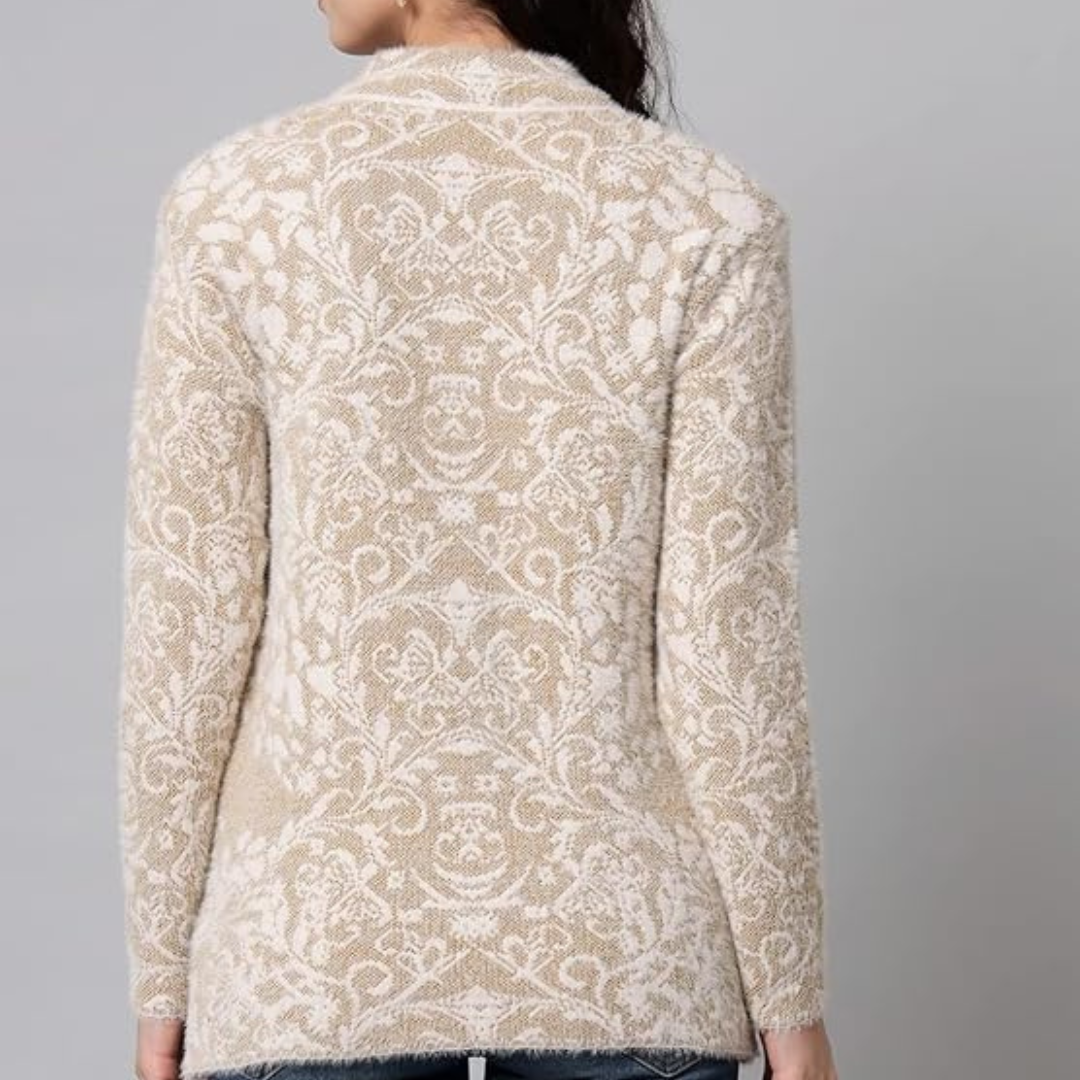 eWools Women's Wool Round Neck Cardigan