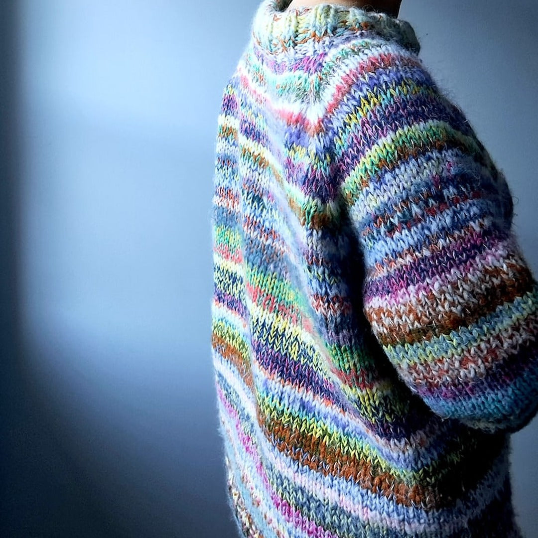 KNITTING PATTERN SWEATER Zerowaste Stina Knitting Pattern Sweater Scrapyarn Knitting Pattern Sweater Top Down Beginnerfriendly Sweater