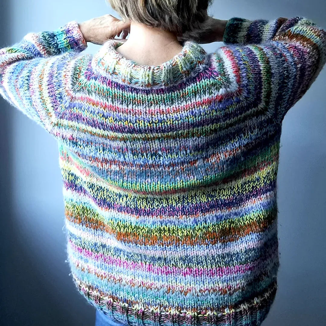 KNITTING PATTERN SWEATER Zerowaste Stina Knitting Pattern Sweater Scrapyarn Knitting Pattern Sweater Top Down Beginnerfriendly Sweater